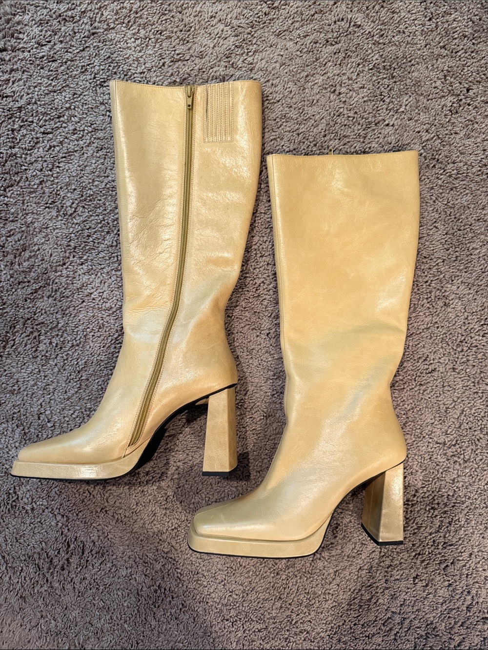 LIKE NEW Jeffrey Campbell Maximal Cream Knee-High Platform Boots